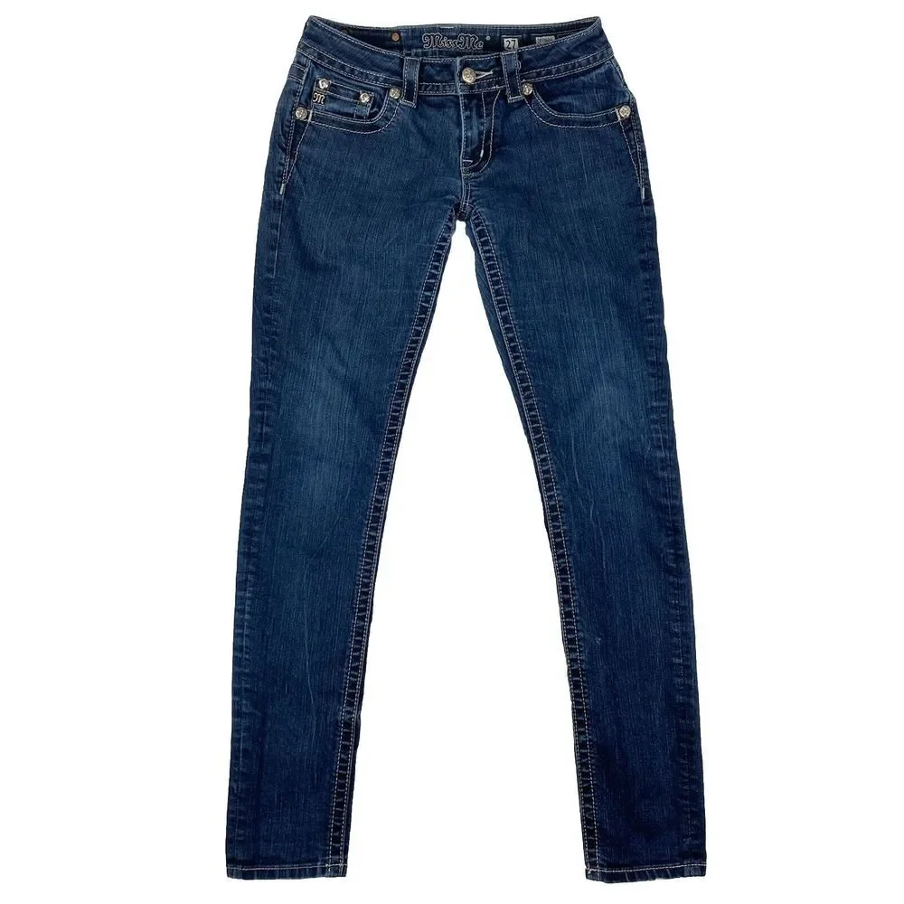 Miss Me Skinny Jeans Women'sLow Rise  Medium‎ Wash Blue Size 27